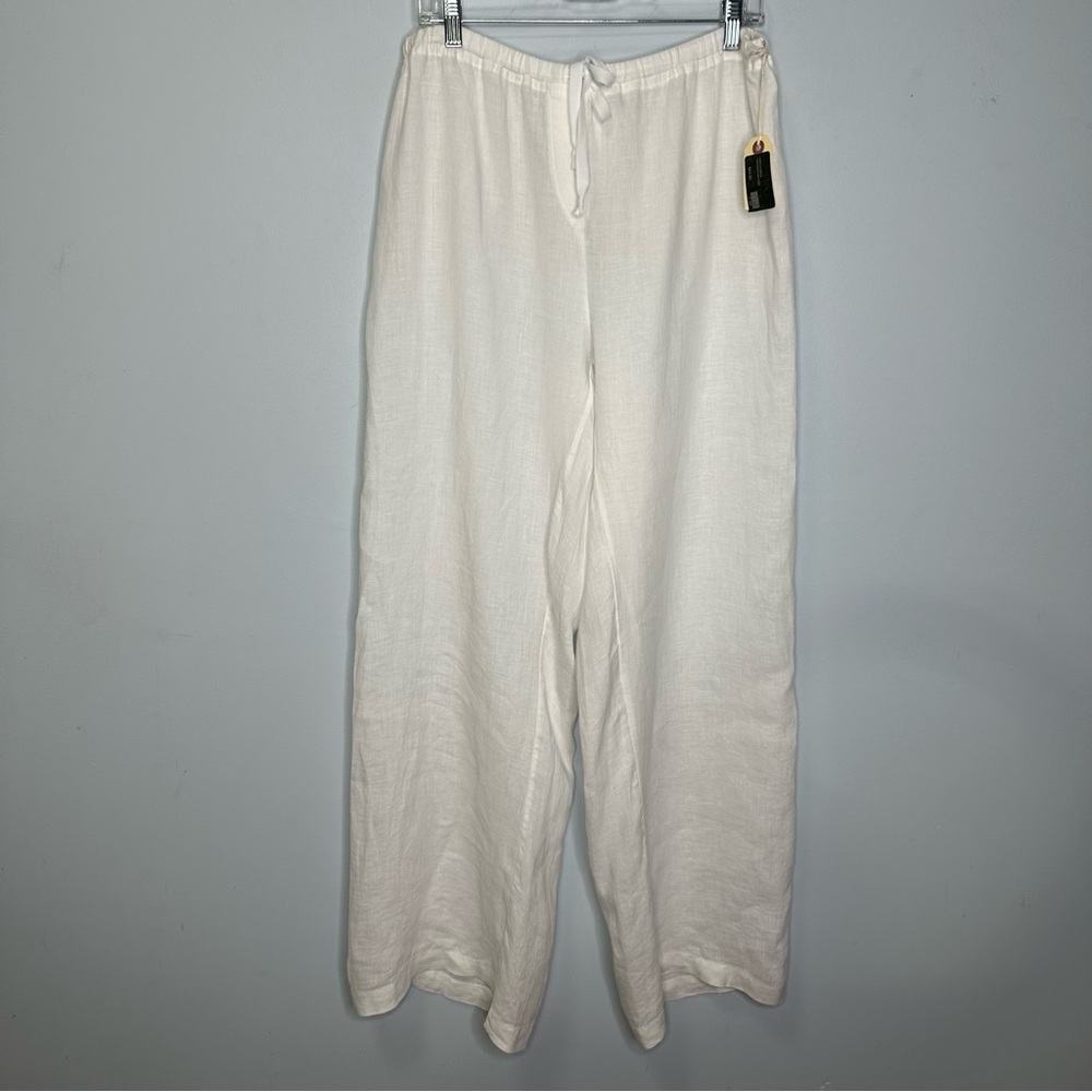 Simple Laguna Beach White 100% Linen Wide Leg Unlined Pants Size XL BNWT?
